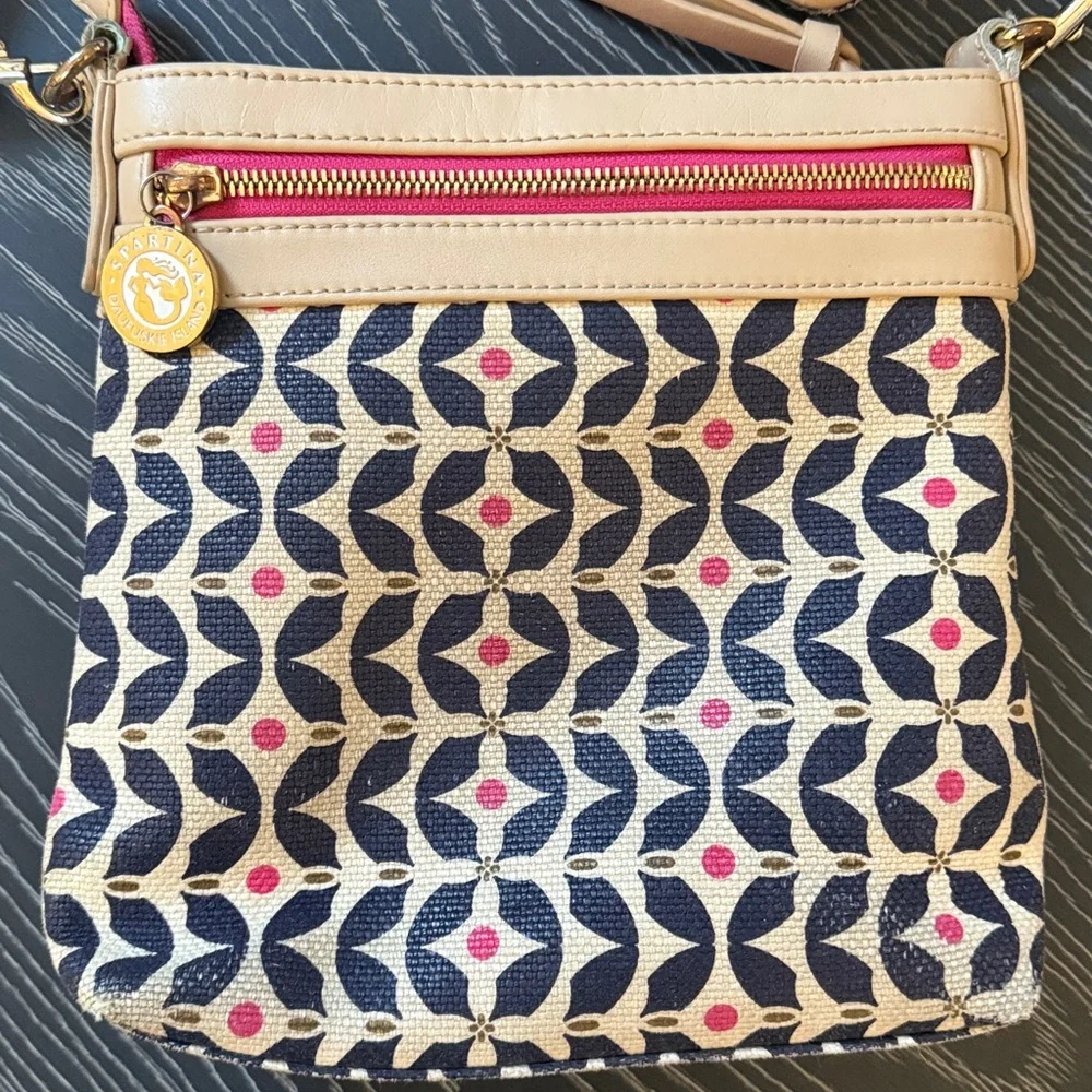 Spartina 449 Maritime Crossbody Purse Matching Wristlet Wallet Pink Navy - Picture 2 of 16